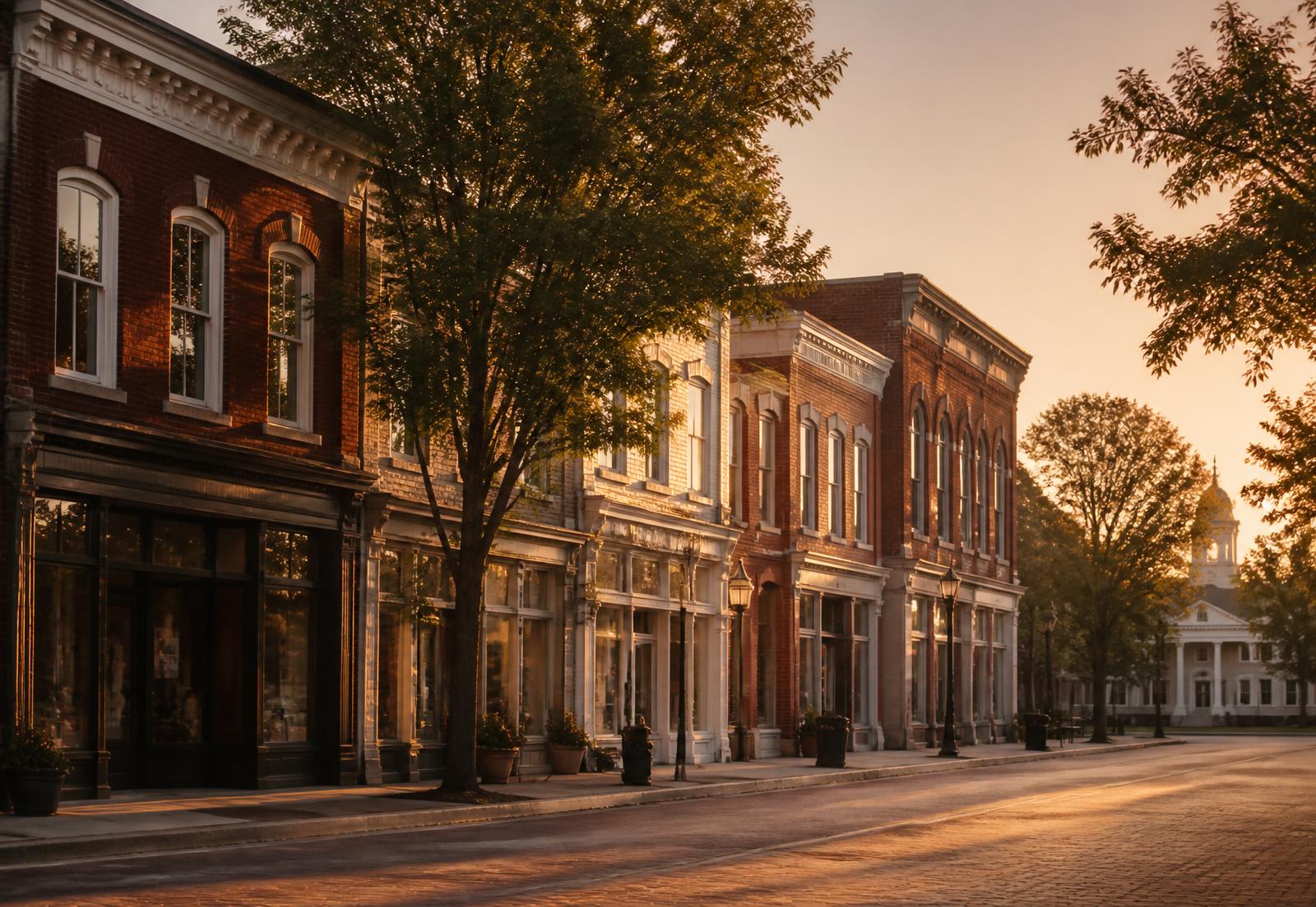 Historic downtown storefronts near Marietta Square